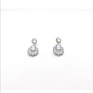 CZ White Gold Plated Water Drop Dangle Earrings.